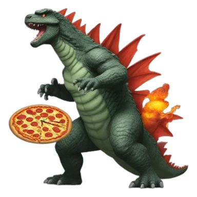godzilla fighting for pizza sticker