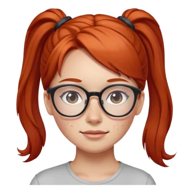 red haired Ponytail Girl with Glasses sticker