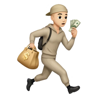 Robber, holding a bag money, side view, male, running away sticker