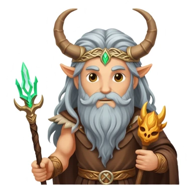 Horned god Veles with long hair and beard, and with a magic staff in his hand sticker