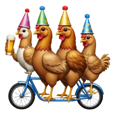 Ten chickens on a partybike while drinking beer sticker