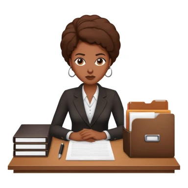 a black women making decision on the desk with files sticker