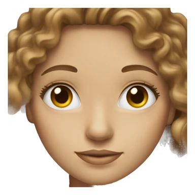 a white woman with hazel eyes and long curly wavy brown hair sticker