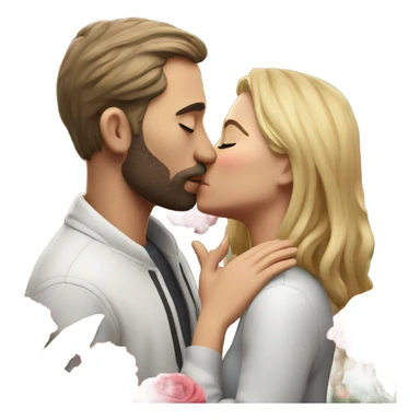 Hyper Realistic Couple kissing surrounded by flowers sticker