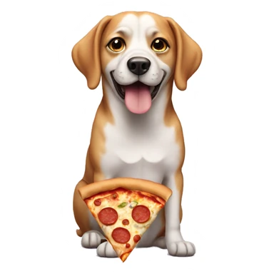Dog with pizza sticker