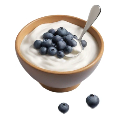 greek yogurt in a bowl with blueberries and chia seeds on top sticker