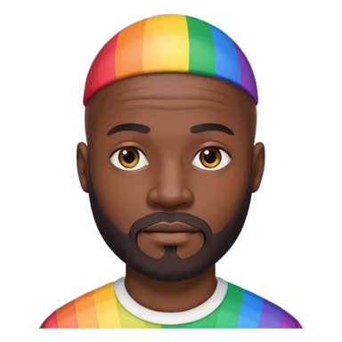   Gay African Man with rainbow skin with beard and bald head  sticker
