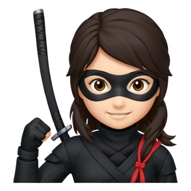 i need girl ninja smile with long dark brown hair sticker