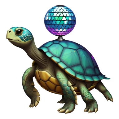 turtle with a discoball hell sticker