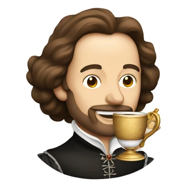 William Shakespeare holds a cup of tea in his hand sticker