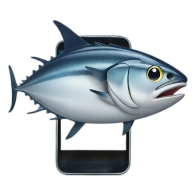 Tuna fish with a smartphone  sticker