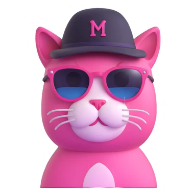 pink cat wearing sunglasses and hat sticker