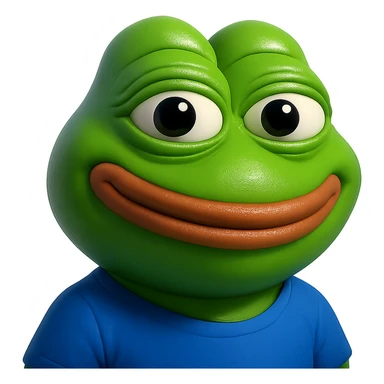 pepe in
- 3d style
- bright green
- smiling
- looking straight at the camera
- good highlights and shadows sticker