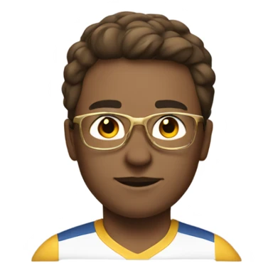 a sportif with short brown hair and gold glasses sticker