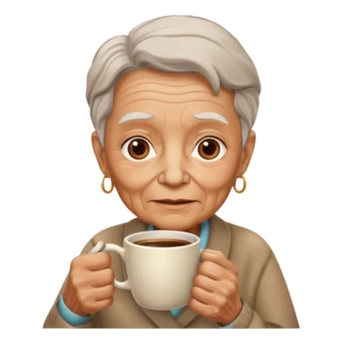 elderly with coffee sticker
