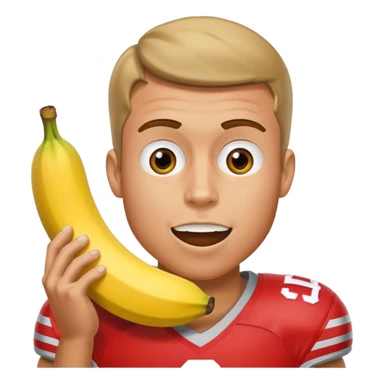 Ohio state football player eating a banana sticker