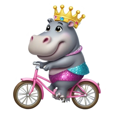 A princess hippo on a bike  sticker
