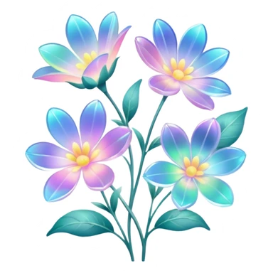 Pastel iridescent transparent luminescent aesthetic flowers sticker