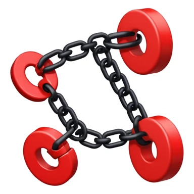 iOS sticker, broken chain, black links, red break, minimal sticker