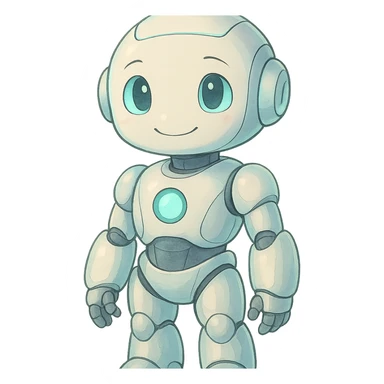 friendly and futuristic AI robot character sticker