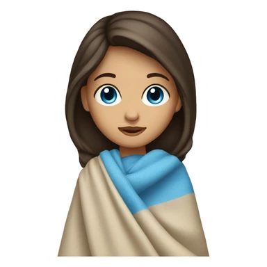 brunette girl, blue eyes with blanket sticker