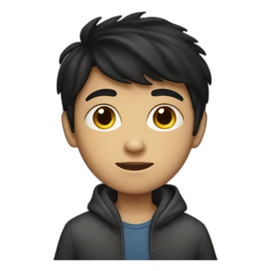 young dark-haired boy in hiding sticker