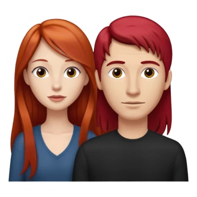 Mujer flaca con cabello largo color rojo color de piel blanca, hombre de color medio moreno con cabello color negro, flaco sticker