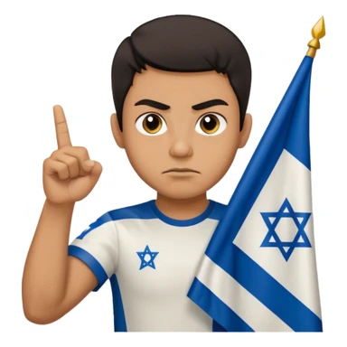 İsrail Bayrak tutan ve çok kızgın bakan adam sevmemiş gibi el hareketi yapıyor sticker