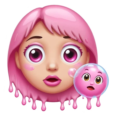 rolling eyes with bubble gum drips sticker