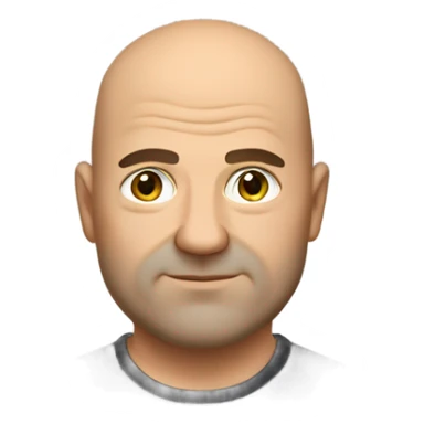 A slightly overweight middle-aged Italian man with olive-toned skin with bald hair and no facial hair. He is wearing a sleek black smart shirt, casually unbuttoned at the top. sticker