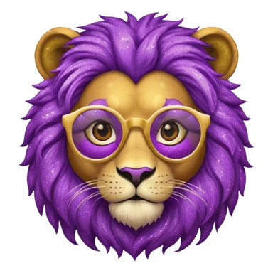 Leão adulto com oculos roxo com glitter sticker