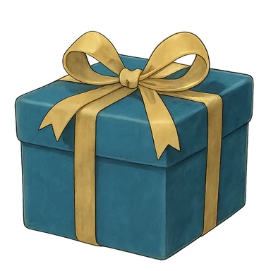 blue gift box with elegant ribbon sticker