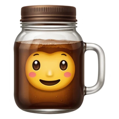maason jar without any stars, 2d, in google emoji style, mason jar with dark fluid (like kvass) sticker