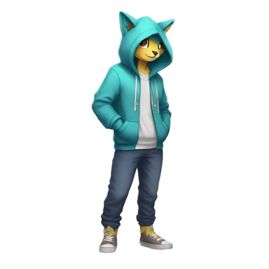 Anthro Sona Fakemon with a hoodie Full Body sticker