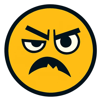 yellow face with one eye half-closed and the other open, angry expression sticker