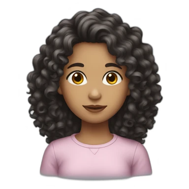 girl with long dark curly hair sticker