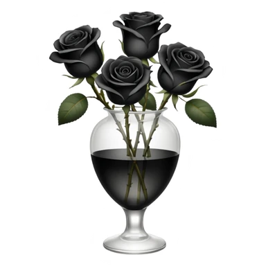 Black and ivory roses in transparent vase sticker