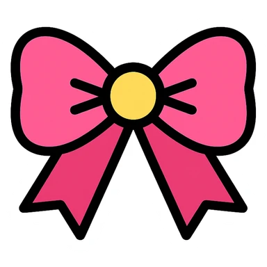 pink bow icon with color outline sticker