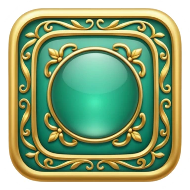 Jade and gold style rounded square icon button sticker