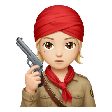 Gangster pointing a gun with a red bandanna holding up the middle finger  sticker