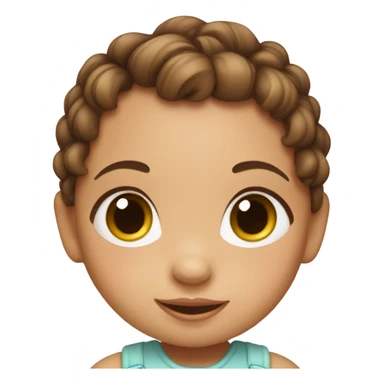 BROWN HAIR WHITE BABY GIRL WITH PONYTAILS sticker