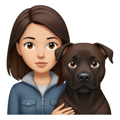 Brunette with a big black amstaff dog sticker