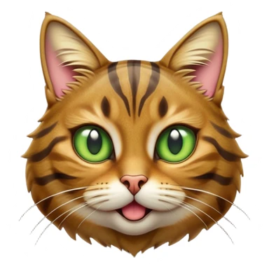 Cinematic Comical Brown Tabby Cat Portrait Emoji, Head tilted dramatically with an exaggeratedly shocked or offended expression, rich brown fur with bold dark tabby stripes, wide piercing golden-green eyes filled with exaggerated disbelief, Simplified yet hilariously expressive features, highly detailed, glowing with a slightly sassy glow, high shine, dramatic yet playful, stylized with an air of attitude, bright and endearing, soft glowing outline, capturing the essence of a sassy and over-the-top feline, so meme-worthy it feels like it could side-eye its way into internet fame instantly! sticker