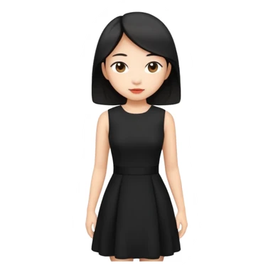 asian young woman in black dress sticker