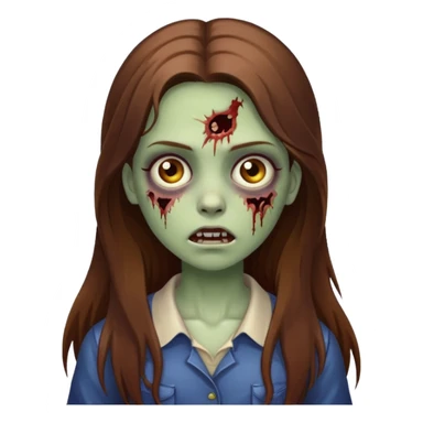 girl zombie with long brown hair sticker