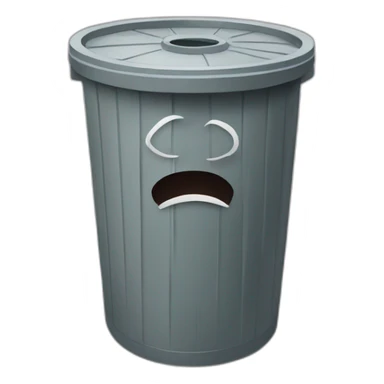 Trash bin with a face sticker