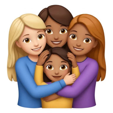 Three girls hugging emoji sticker