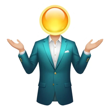 Minimalist glowing aura sphere with subtle blazer or suit jacket silhouette integrated, masculine style essence sticker