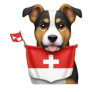 Bandera de suiza con un perro  sticker