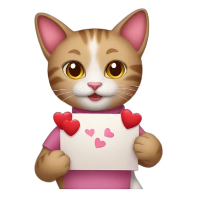 cat holding valentine card sticker